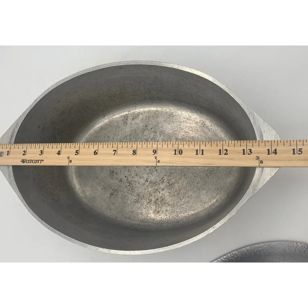Club Aluminum Dutch Oven 15 Inch Silver Hammered Cast Aluminum Oval Roaster Lid